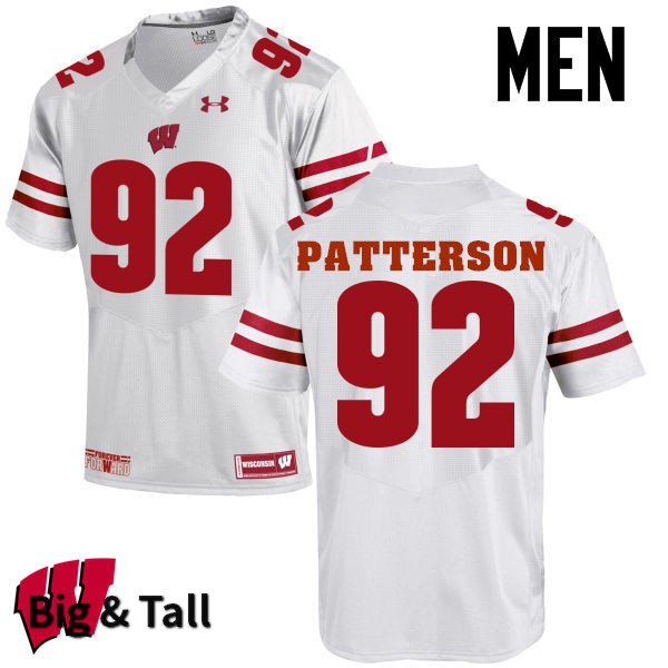 Wisconsin Badgers Men's #92 Jeremy Patterson NCAA Under Armour Authentic White Big & Tall College Stitched Football Jersey WK40Q03AP
